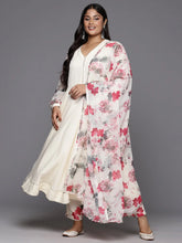 Off White Plus Size Gotta Patti Kurta with Trousers & With Printed Dupatta-AP-AHKUDUPN-COMBO-565-ICH